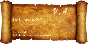 Uri Anikó névjegykártya
